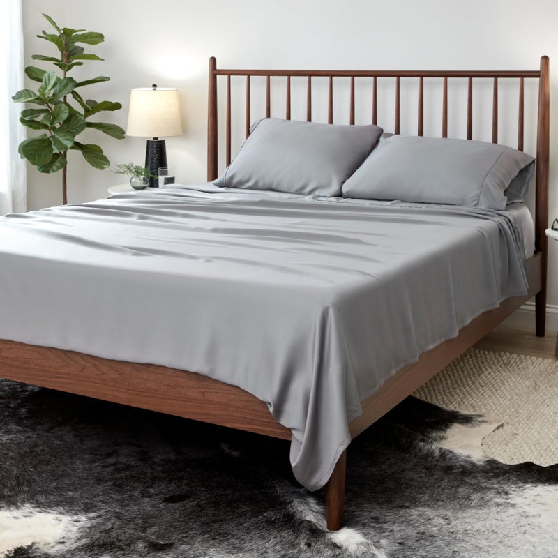 SHEEX Arctic Aire MAX Sheet Set, Ultrasoft Cooling Sheets with 1 Flat Sheet, 1 Fitted Sheet, and 2 Pillowcases, Queen, Charcoal - Image 1